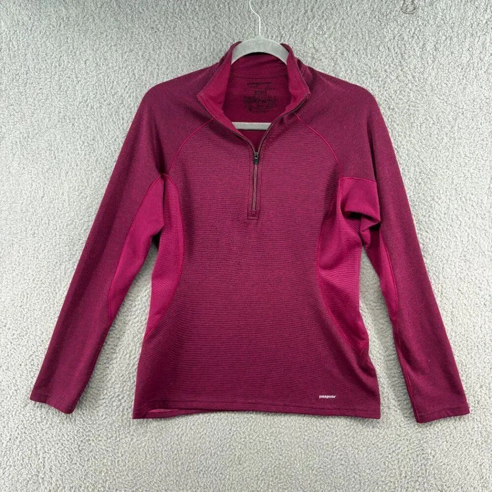 Patagonia Women’s Capilene Midweight Zip Neck Pullover Top Small Pink Purple